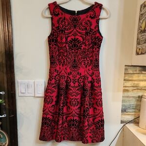 Gabby Skye Velvet Flocked Fit and Flare Dress